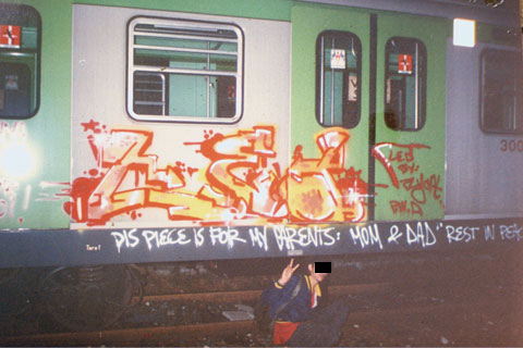 "LED", FLYCAT, treno linea Metropolitana linea 2, Milano. 1990