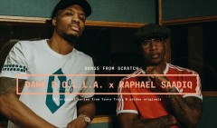 Damian Lillard al microfono insieme a Raphael Saadiq per il brano Hero