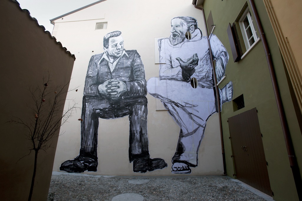 Johnny Cash speaks speaks with Correggio in Correggio sity. Collettivo FX.2