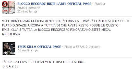 emis killa disco di platino