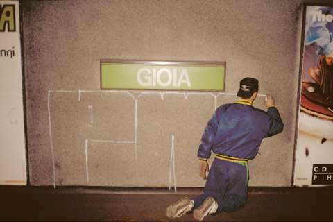 "PWD", FLYCAT, stazione Metropolitana linea 2: Gioia, Milano. 1990